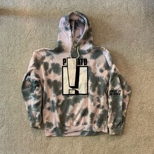 panic at the disco tie dye pink and gray hot topic gildan hoodie sweatshirt